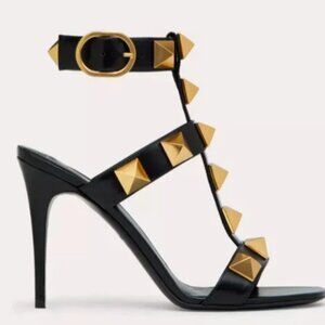 Valentino Garavani ROMAN STUD CALFSKIN SANDAL 100 MM, Size 9.5 (39.5)